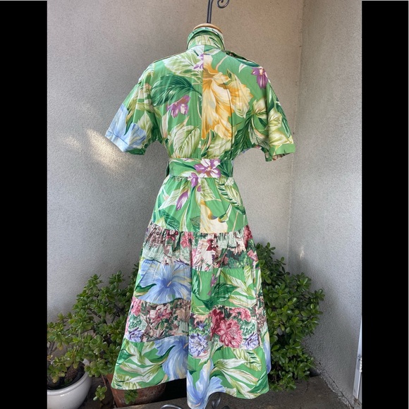 Vintage 90s fit full style cotton dress jungle floral Print sz 6 by d. Frank - Picture 2 of 10